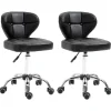 Chaise de Bureau - Lot de 2 Chaises de Bureau avec Assise Confortable et Roulettes Pivotantes, Acier, Noir, 45x47x87 cm