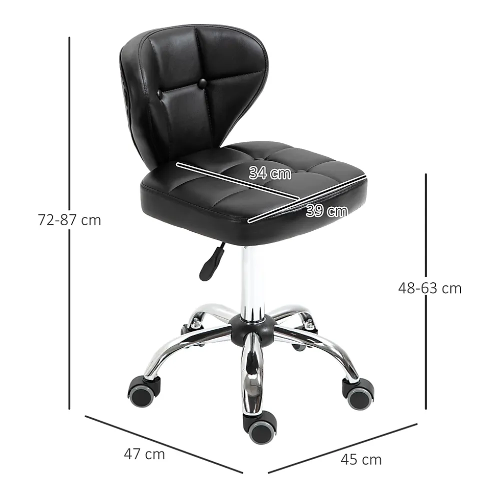 Chaise de Bureau - Lot de 2 Chaises de Bureau avec Assise Confortable et Roulettes Pivotantes, Acier, Noir, 45x47x87 cm