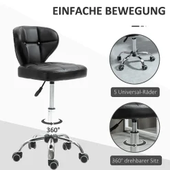 Chaise de Bureau - Lot de 2 Chaises de Bureau avec Assise Confortable et Roulettes Pivotantes, Acier, Noir, 45x47x87 cm