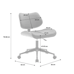 Chaise de bureau à roulettes décor bois courbé placage effet noyer et simili cuir noir