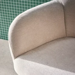 Chaise de bureau à roulettes ajustable métal et tissu beige - L 57 x P 57 x H 85/94.5cm - Stan