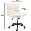 Chaise de bureau à roulettes en tissu écru dossier carré