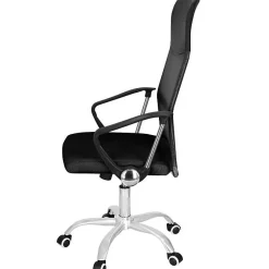 Chaise de bureau - SPRINGOS - Réglable en hauteur - Dossier rembourré - Noir - Mobilité sur roulettes