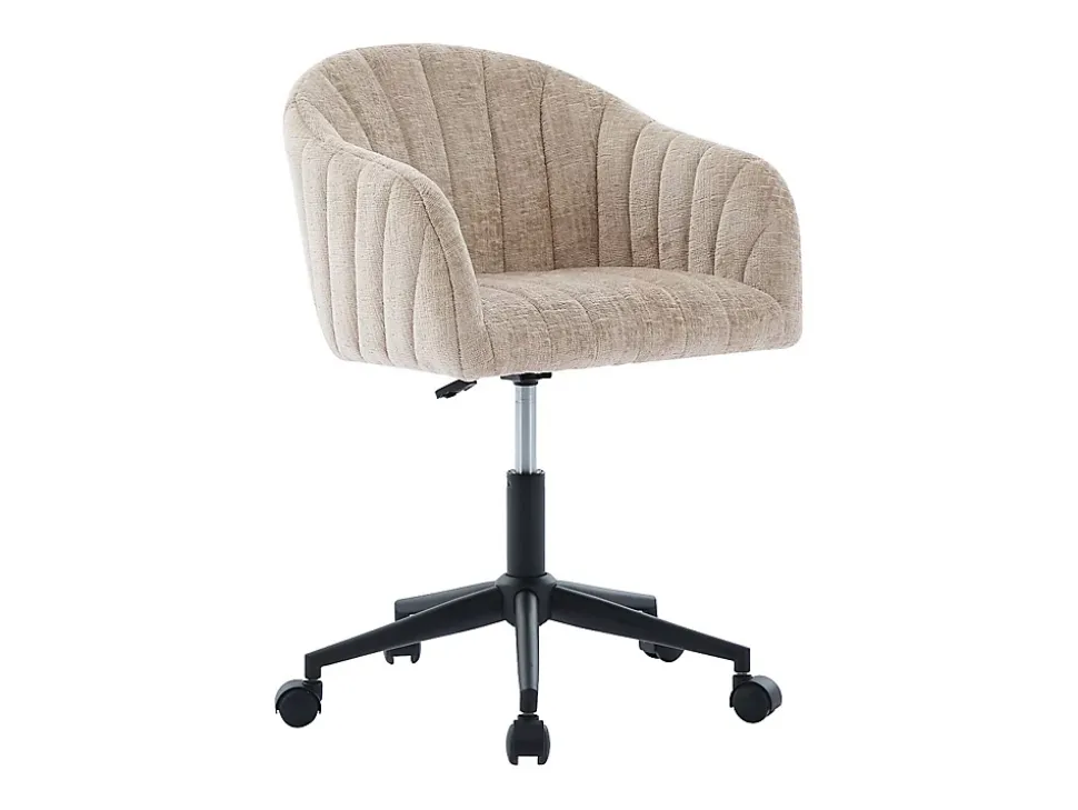 Chaise de bureau - Tissu - Beige - Hauteur réglable - TOSILI
