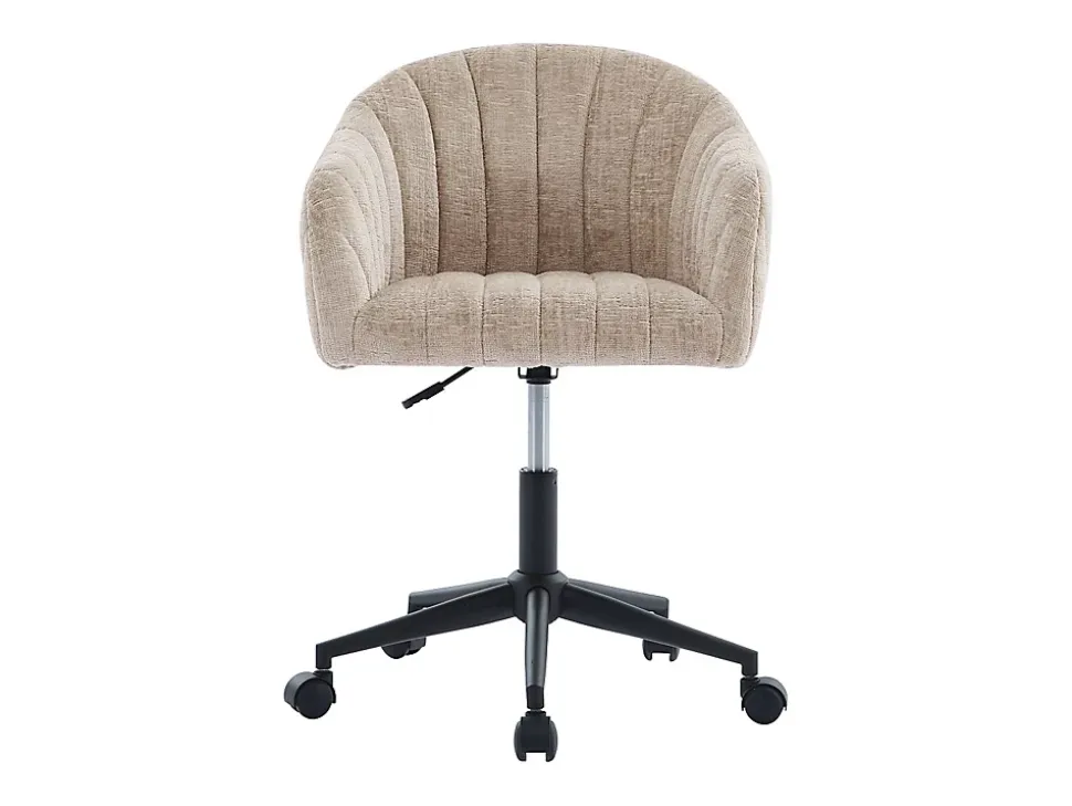 Chaise de bureau - Tissu - Beige - Hauteur réglable - TOSILI