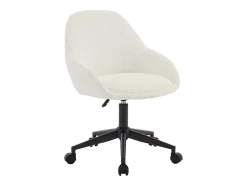 Chaise de bureau - Tissu bouclette - Blanc ivoire - Hauteur réglable - NAODY