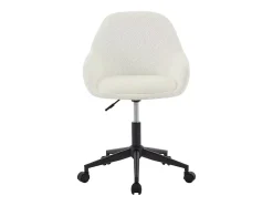 Chaise de bureau - Tissu bouclette - Blanc ivoire - Hauteur réglable - NAODY