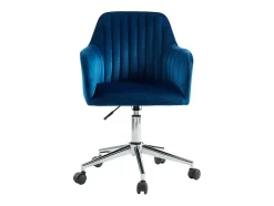 Chaise de bureau - Velours - Bleu et argenté - Hauteur réglable - ELEANA
