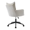 Chaise de bureau - Velours côtelé - Crème et noir - Hauteur réglable - BATARU