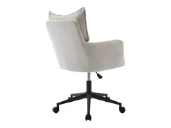 Chaise de bureau - Velours côtelé - Crème et noir - Hauteur réglable - BATARU