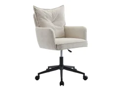 Chaise de bureau - Velours côtelé - Crème et noir - Hauteur réglable - BATARU