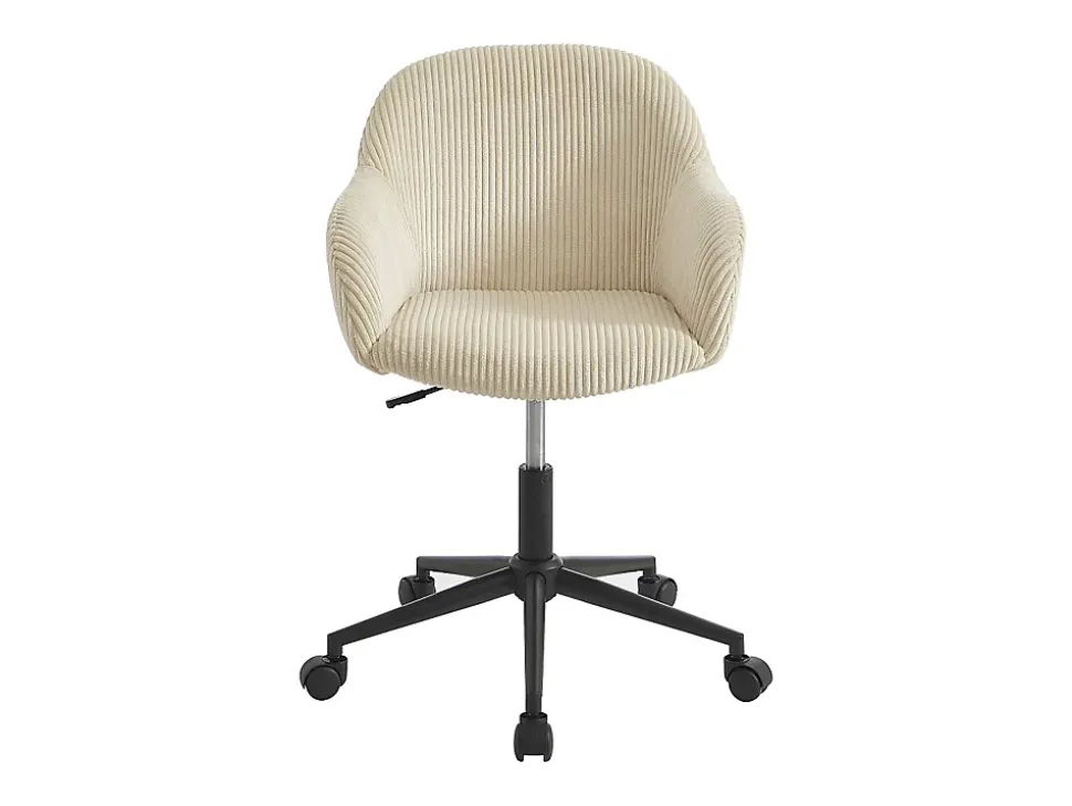 Chaise de bureau - Velours côtelé - Crème - MARENZIA