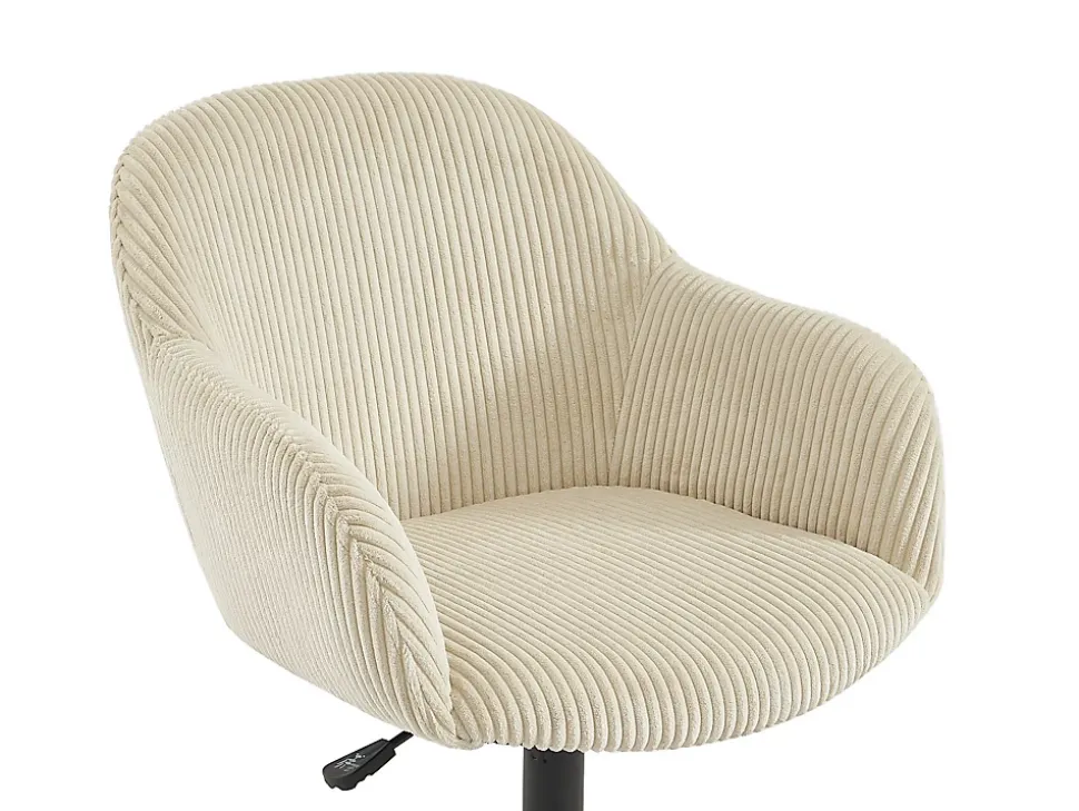 Chaise de bureau - Velours côtelé - Crème - MARENZIA