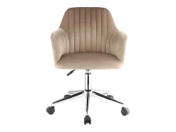 Chaise de bureau - Velours - Beige et argenté - Hauteur réglable - ELEANA