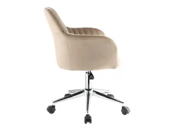 Chaise de bureau - Velours - Beige et argenté - Hauteur réglable - ELEANA