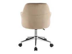 Chaise de bureau - Velours - Beige et argenté - Hauteur réglable - ELEANA