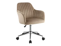 Chaise de bureau - Velours - Beige et argenté - Hauteur réglable - ELEANA