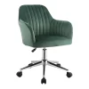 Chaise de bureau - Velours - Vert et argenté - Hauteur réglable - ELEANA