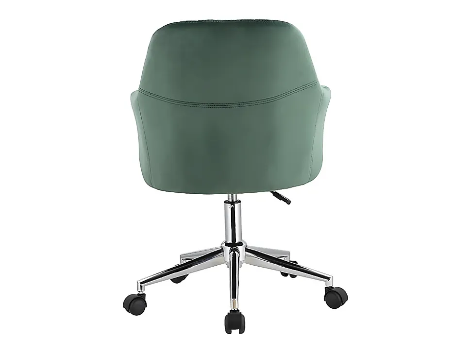 Chaise de bureau - Velours - Vert et argenté - Hauteur réglable - ELEANA