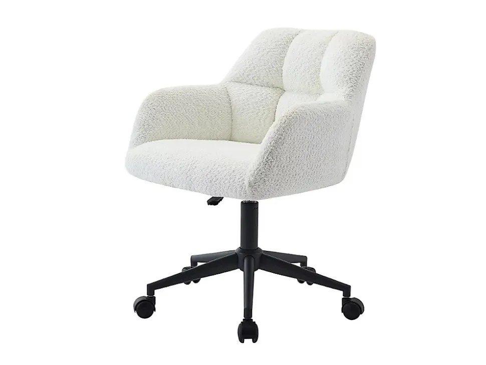 Chaise de bureau - Velours - Beige - Hauteur réglable - PEGA