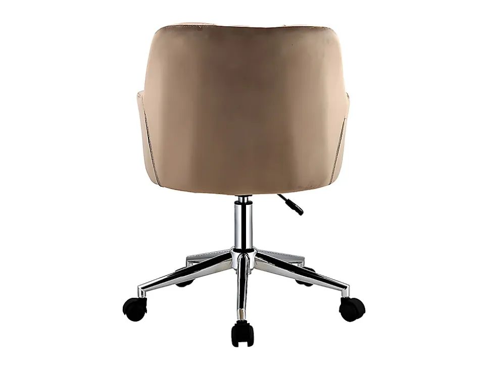 Chaise de bureau - Velours - Beige - Hauteur réglable - PEGA