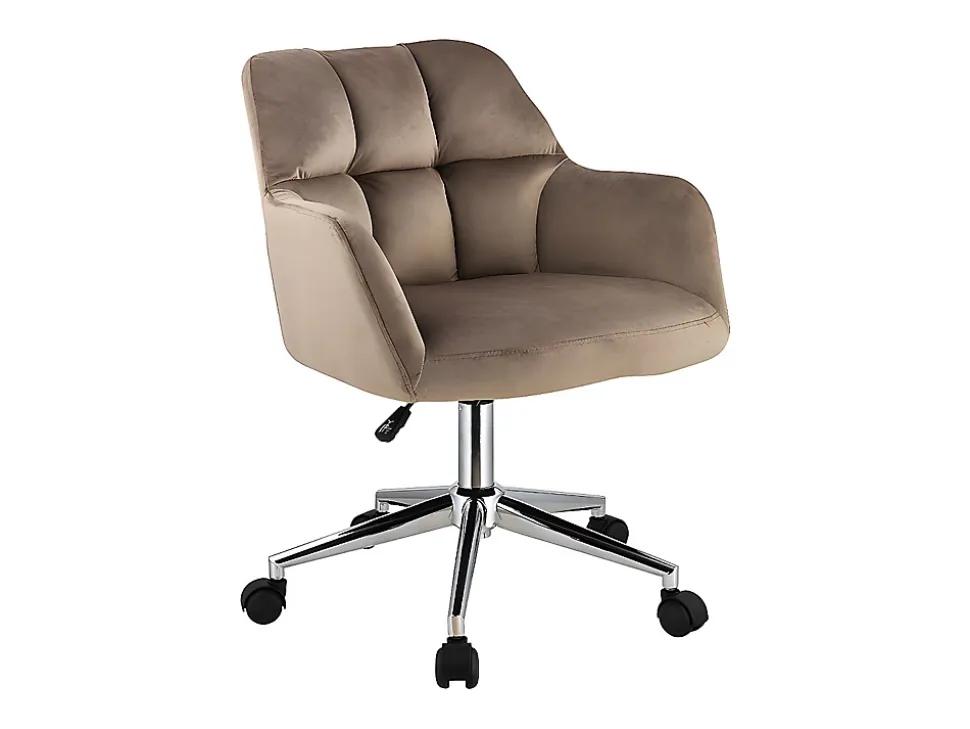 Chaise de bureau - Velours - Beige - Hauteur réglable - PEGA