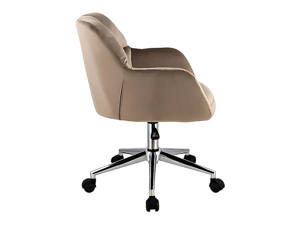 Chaise de bureau - Velours - Beige - Hauteur réglable - PEGA