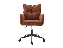 Chaise de bureau - Velours côtelé - Terracotta et noir - Hauteur réglable - BATARU