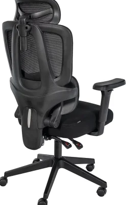Chaise de bureau Altamont, ergonomique, charge max 135 kg, réglable en hauteur avec accoudoirs et appuie-tête. Noir