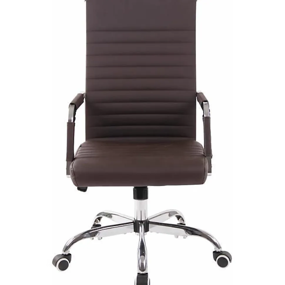 Chaise de bureau Amadora CLP Similicuir marron réglable 43-51 cm