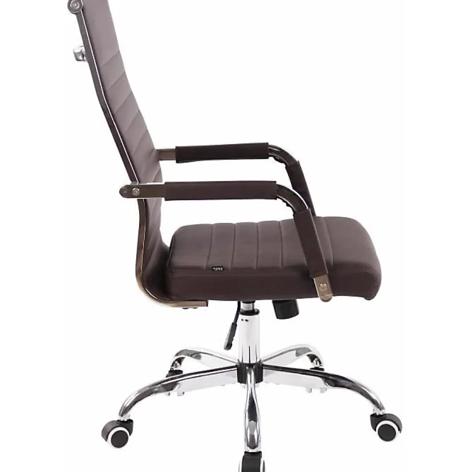 Chaise de bureau Amadora CLP Similicuir marron réglable 43-51 cm