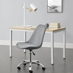 Chaise de Bureau Atherton à Roulettes Réglable en Hauteur Gris Clair en.casa