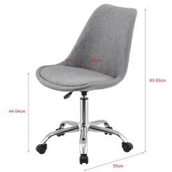 Chaise de Bureau Atherton à Roulettes Réglable en Hauteur Gris Clair en.casa