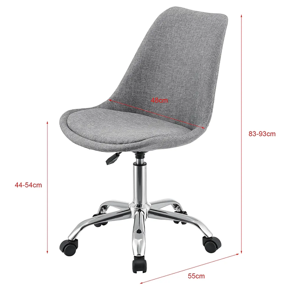 Chaise de Bureau Atherton à Roulettes Réglable en Hauteur Gris Clair en.casa
