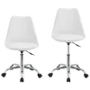 Chaise de Bureau Atherton à Roulettes Réglable en Hauteur Similcuir Blanc en.casa
