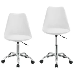 Chaise de Bureau Atherton à Roulettes Réglable en Hauteur Similcuir Blanc en.casa