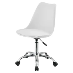 Chaise de Bureau Atherton à Roulettes Réglable en Hauteur Similcuir Blanc en.casa