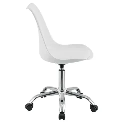 Chaise de Bureau Atherton à Roulettes Réglable en Hauteur Similcuir Blanc en.casa