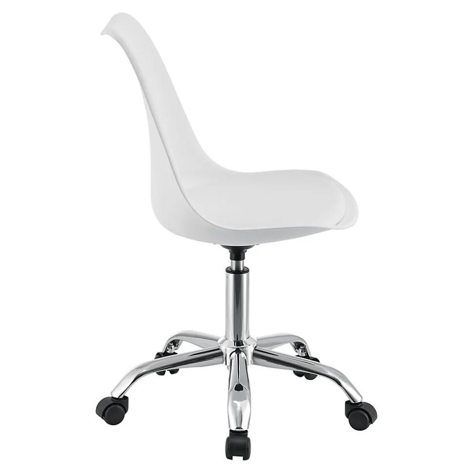 Chaise de Bureau Atherton à Roulettes Réglable en Hauteur Similcuir Blanc en.casa
