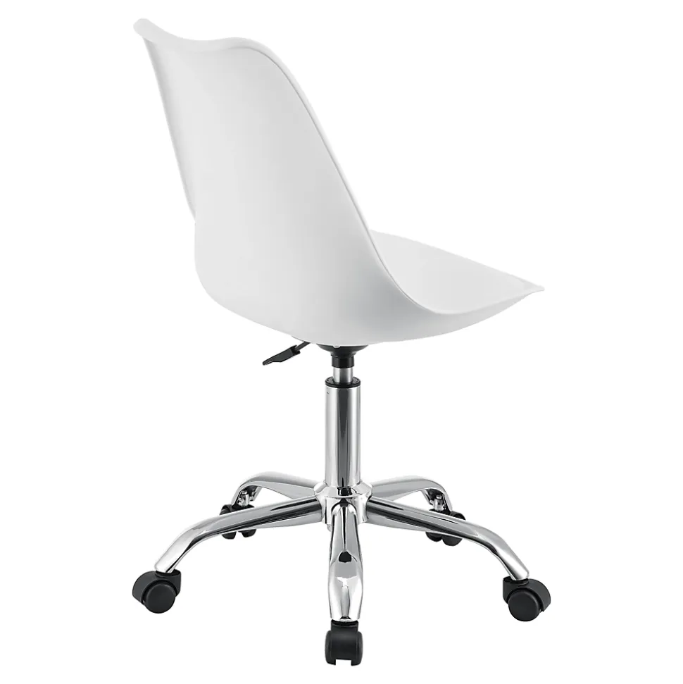 Chaise de Bureau Atherton à Roulettes Réglable en Hauteur Similcuir Blanc en.casa