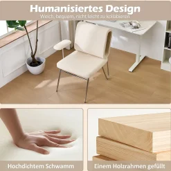 Chaise de Bureau avec Niche pour Chat, Chaise Rotative, Accoudoirs Réglables, Pieds Métal, Tissu+MDF - Beige