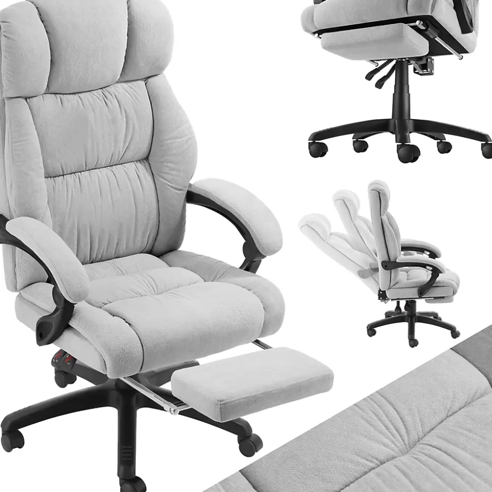Chaise de bureau avec repose-pieds et revêtement en velours gris