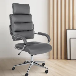 Chaise de bureau Campo similicuir, réglable hauteur, pivotante, charge max 135 kg, avec dossier Gris