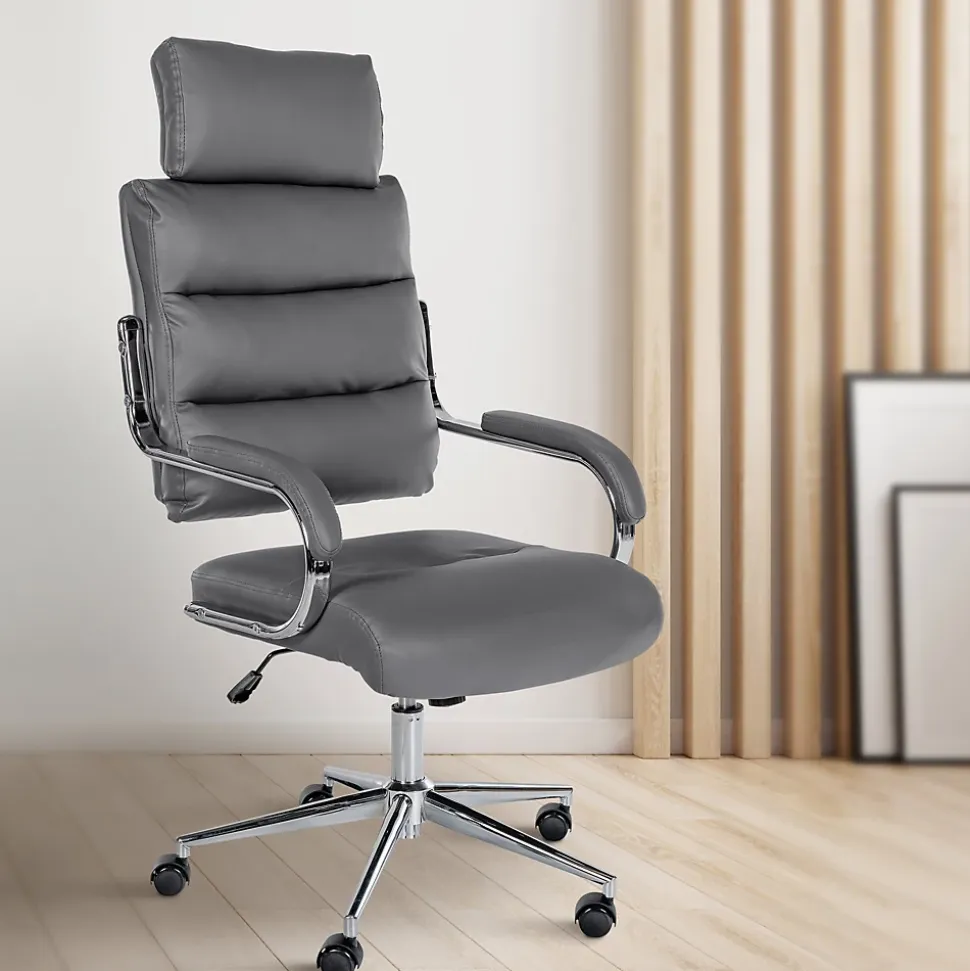 Chaise de bureau Campo similicuir, réglable hauteur, pivotante, charge max 135 kg, avec dossier Gris