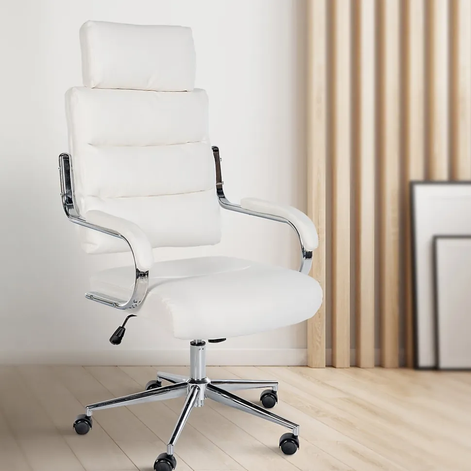 Chaise de bureau Campo similicuir, réglable hauteur, pivotante, charge max 135 kg, avec dossier Blanc