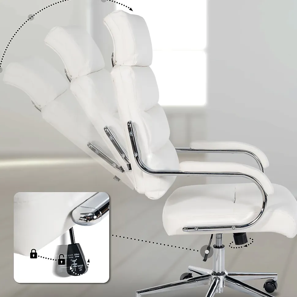 Chaise de bureau Campo similicuir, réglable hauteur, pivotante, charge max 135 kg, avec dossier Blanc