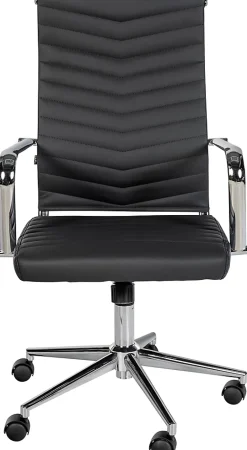 Chaise de bureau Canby similicuir, réglable en hauteur, pivotante, dossier et accoudoirs. Noir