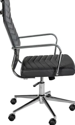Chaise de bureau Canby similicuir, réglable en hauteur, pivotante, dossier et accoudoirs. Noir
