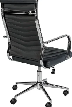 Chaise de bureau Canby similicuir, réglable en hauteur, pivotante, dossier et accoudoirs. Noir
