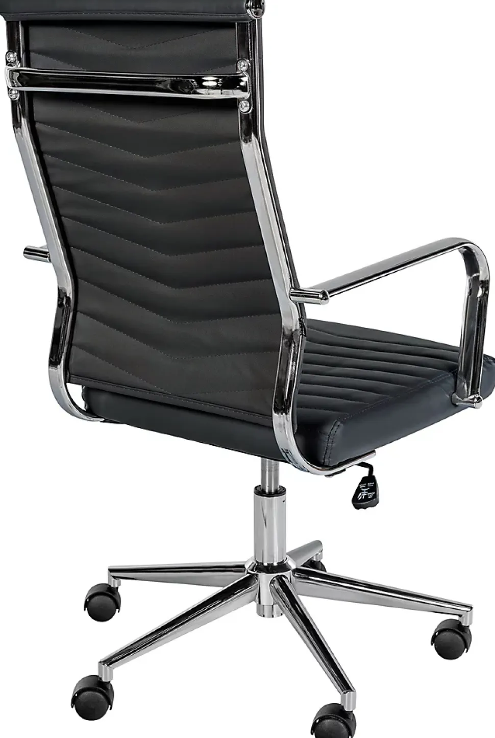 Chaise de bureau Canby similicuir, réglable en hauteur, pivotante, dossier et accoudoirs. Noir